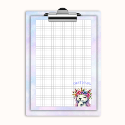 Deska z klipem magnetyczna A6 z notesem Sweet Dreams Piesek Jednorożec MaDam Creative