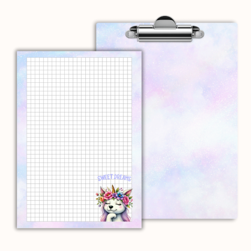Deska z klipem magnetyczna A6 z notesem Sweet Dreams Piesek Jednorożec MaDam Creative