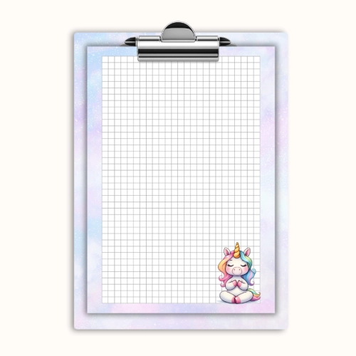 Deska z klipem magnetyczna A6 z notesem Jednorożec Medytujący Pastelowy MaDam Creative