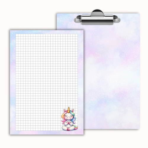 Deska z klipem magnetyczna A6 z notesem Jednorożec Medytujący Pastelowy MaDam Creative