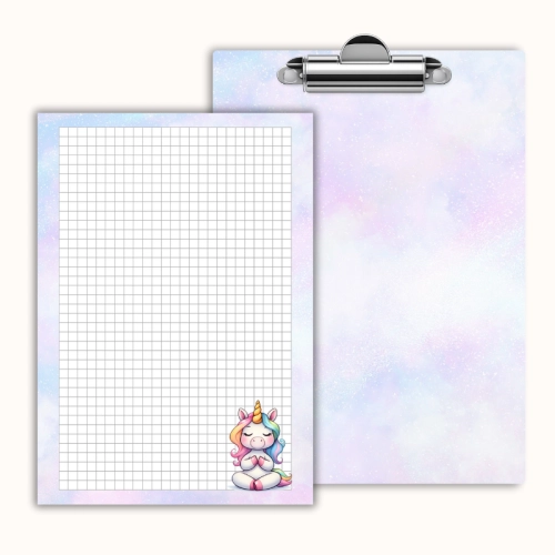 Deska z klipem magnetyczna A6 z notesem Jednorożec Medytujący Pastelowy MaDam Creative