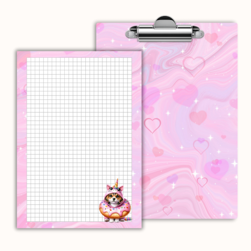 Deska z klipem magnetyczna A6 z notesem Piesek w Donucie Jednorożec MaDam Creative