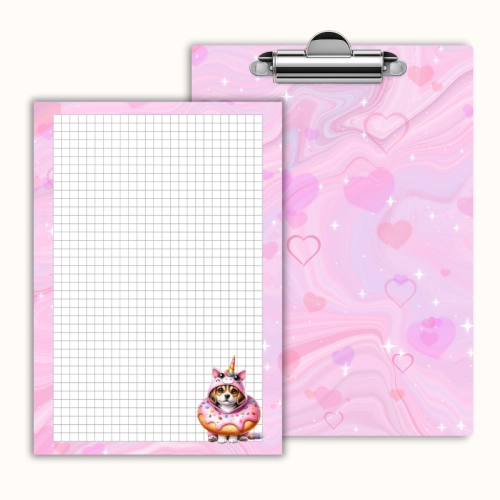 Deska z klipem magnetyczna A6 z notesem Piesek w Donucie Jednorożec MaDam Creative