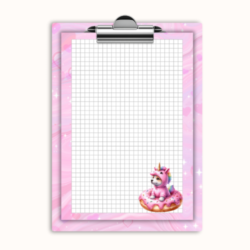 Deska z klipem magnetyczna A6 z notesem Pies Jednorożec Pastelowy Donut MaDam Creative
