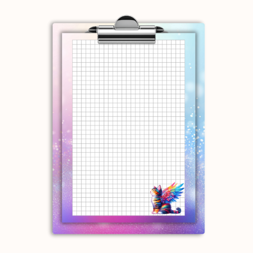 Deska z klipem magnetyczna A6 z notesem Kot Tęczowe Skrzydła Pastelowy MaDam Creative