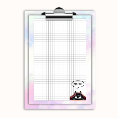 Deska z klipem magnetyczna A6 z notesem Czarny Kot Meow Kocyk MaDam Creative