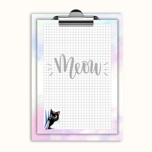 Deska z klipem magnetyczna A6 z notesem Kot Meow za Zasłoną MaDam Creative