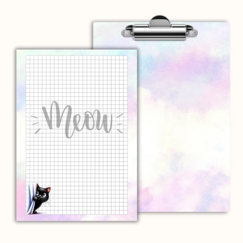 Deska z klipem magnetyczna A6 z notesem Kot Meow za Zasłoną MaDam Creative