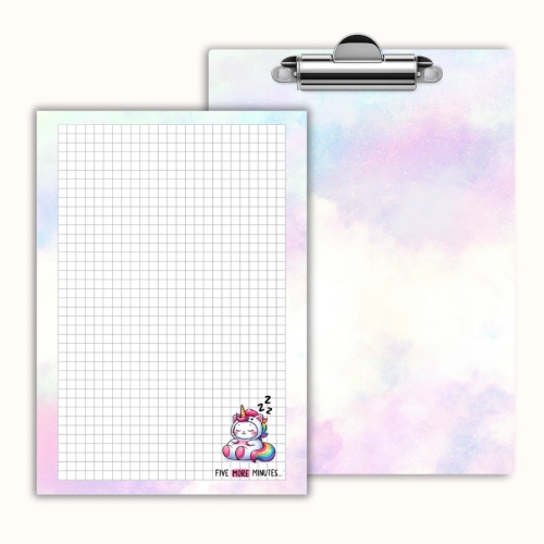 Deska z klipem magnetyczna A6 z notesem Jednorożec Five More Minutes MaDam Creative