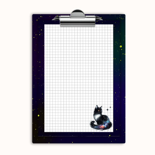 Deska z klipem magnetyczna A6 z notesem Kot Galaxy Nocne Niebo MaDam Creative