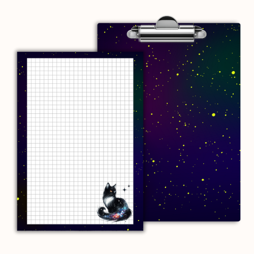 Deska z klipem magnetyczna A6 z notesem Kot Galaxy Nocne Niebo MaDam Creative
