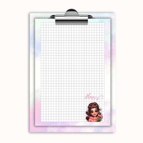 Deska z klipem magnetyczna A6 z notesem Dziewczyna Happy z Tulipanami MaDam Creative