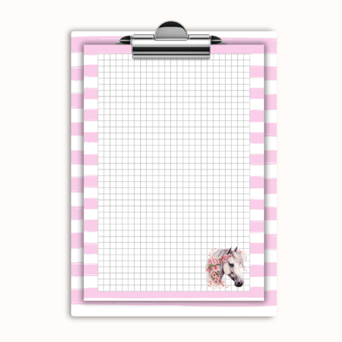Deska z klipem magnetyczna A6 z notesem Koń z Kwiatami Pastelowe Paski MaDam Creative