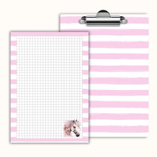 Deska z klipem magnetyczna A6 z notesem Koń z Kwiatami Pastelowe Paski MaDam Creative