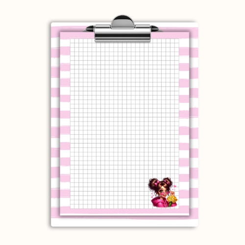 Deska z klipem magnetyczna A6 z notesem Dziewczyna z Kwiatami Różowa Bluza MaDam Creative