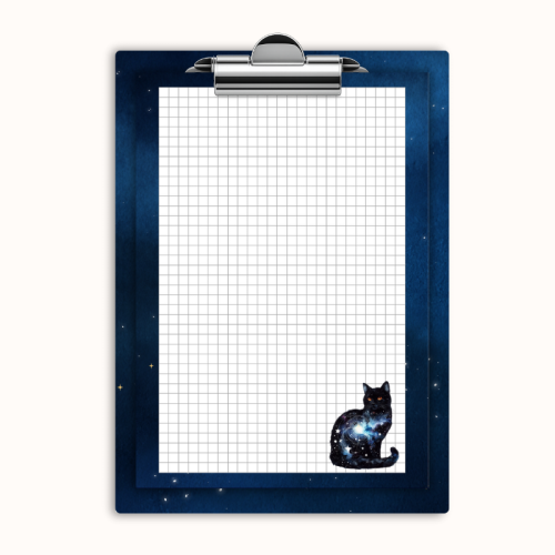 Deska z klipem magnetyczna A6 z notesem Kot Kosmos Planety Nocny Styl MaDam Creative