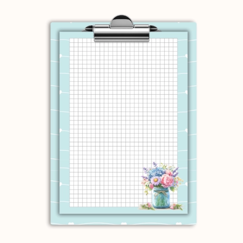 Deska z klipem magnetyczna A6 z notesem Bukiet Kwiatów w Słoiku Niebieski MaDam Creative