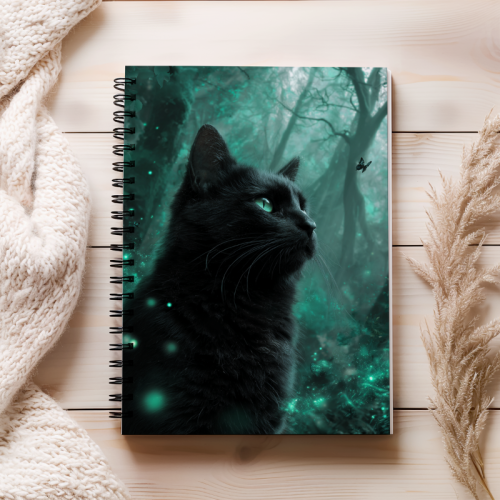 Notes A5 gładki 80 kartek Czarny kot w zaczarowanym lesie MaDam Creative.png