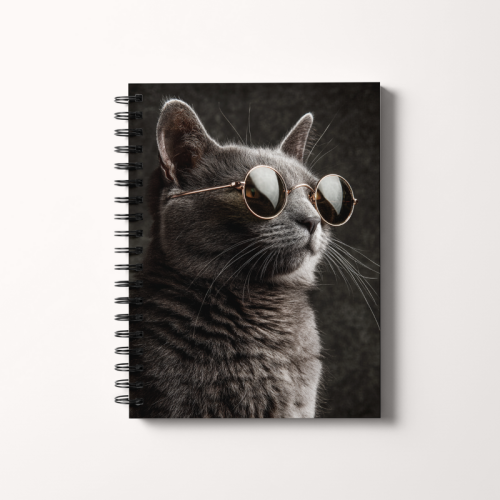 5906040420998 Notes A5 gładki 80 kartek Czarny kot w okularach MaDam Creative.png