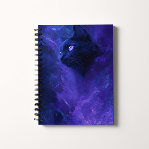 5906040420981 Notes A5 gładki 80 kartek Czarny kot w fioletowej aurze MaDam Creative.png