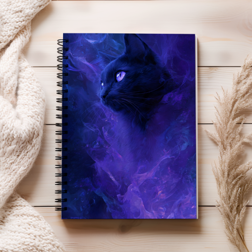 Notes A5 gładki 80 kartek Czarny kot w fioletowej aurze MaDam Creative.png