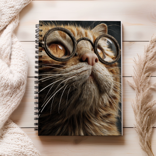 Notes A5 gładki 80 kartek Kot w okularach portret MaDam Creative.png