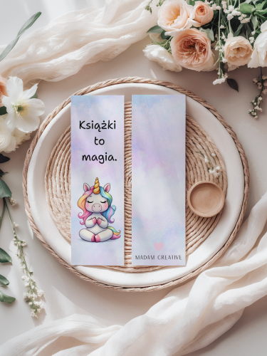 5906040418155 Zakładka do książki 6x18 cm Książki to magia jednorożec MaDam Creative (2).png