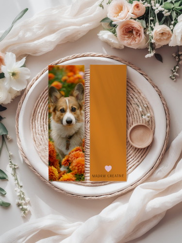 5906040420011 Zakładka do książki 6x18 cm piesek Corgi w kwiatach MaDam Creative (2).png