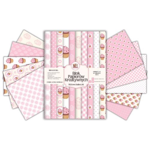 Blok Papierów Kreatywnych Różowe babeczki– do Scrapbookingu i Journalingu MaDam Creative.png