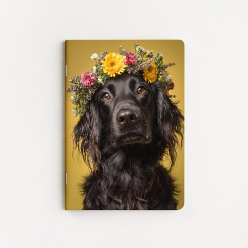 Zeszyt A5 gładki 32 kartki Piesek w kwiatowej koronie MaDam Creative