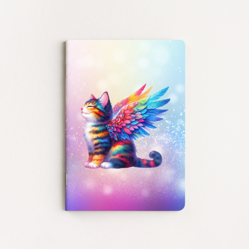 Zeszyt A5 gładki 32 kartki Kot Tęczowe Skrzydła Pastelowy MaDam Creative