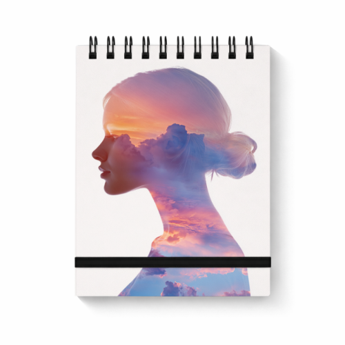 Notes na spirali z gumką A6 80 kartek gładki Akwarelowa sylwetka kobiety MaDam Creative