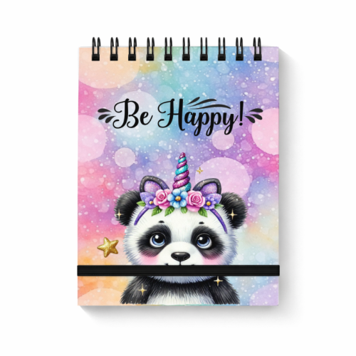 Notes na spirali z gumką A6 80 kartek gładki Be Happy Panda Jednorożec MaDam Creative