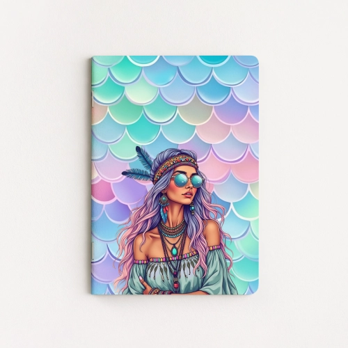 Zeszycik A6 kropki 32 kartki Boho Mermaid Dziewczyna w Turkusie MaDam Creative