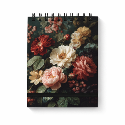 Notes na spirali z gumką A6 80 kartek gładki Bukiet róż w stylu malarskim MaDam Creative