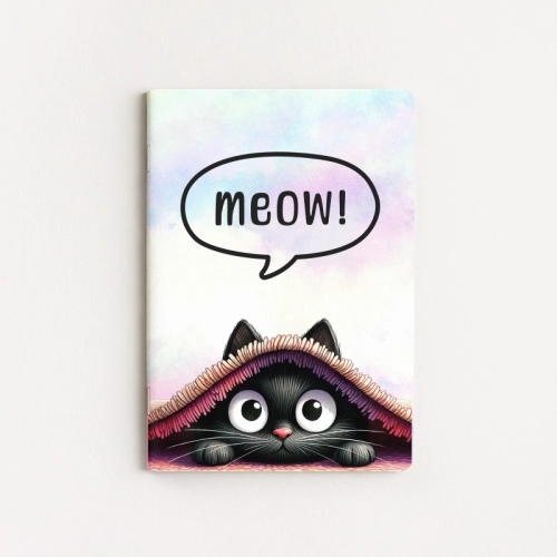 Zeszycik A6 kratka 32 kartki Czarny Kot Meow Kocyk MaDam Creative