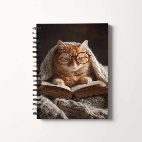 Notes A5 gładki 80 kartek Czytający kot w okularach MaDam Creative