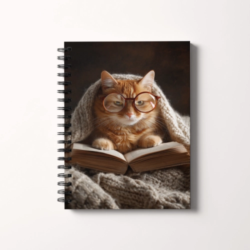 Notes A5 gładki 80 kartek Czytający kot w okularach MaDam Creative
