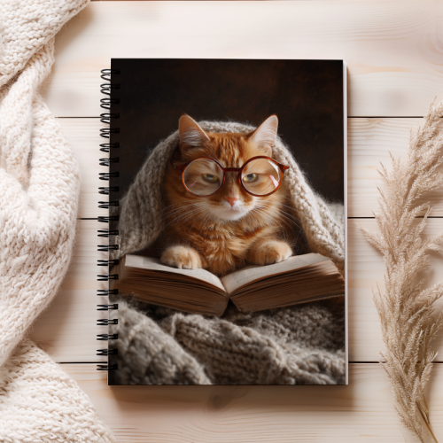 Notes A5 gładki 80 kartek Czytający kot w okularach MaDam Creative