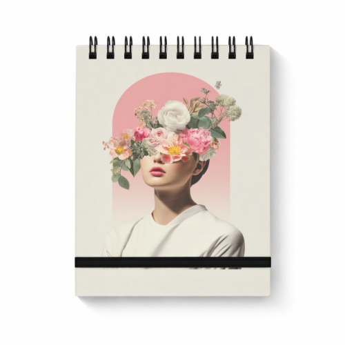 Notes na spirali z gumką A6 80 kartek gładki Delikatny portret z kwiatami MaDam Creative