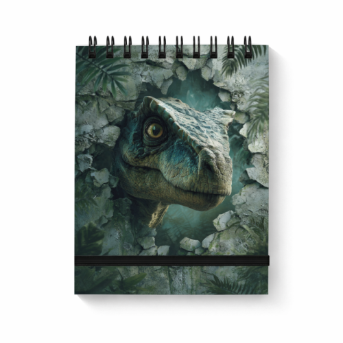 Notes na spirali z gumką A6 80 kartek gładki Dinozaur strażnik dżungli MaDam Creative