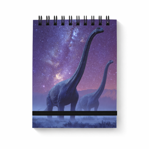 Notes na spirali z gumką A6 80 kartek kratka Dinozaury pod gwiazdami MaDam Creative