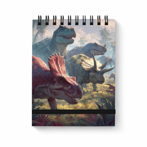 Notes na spirali z gumką A6 80 kartek kratka Dinozaury prehistoryczna przygoda MaDam Creative