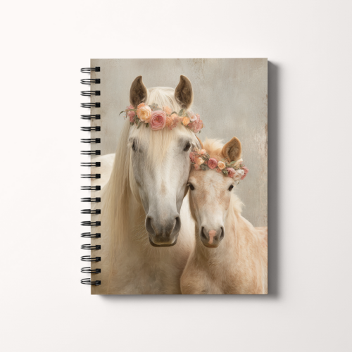 Notes A5 gładki 80 kartek Dwa konie w kwiatowych wiankach MaDam Creative.png