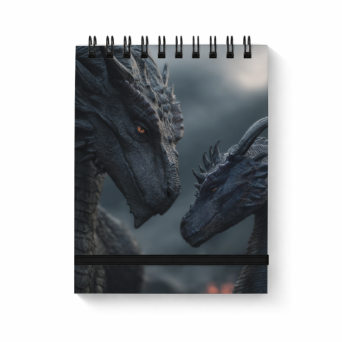 Notes na spirali z gumką A6 80 kartek gładki Dwa smoki w cieniu burzy MaDam Creative