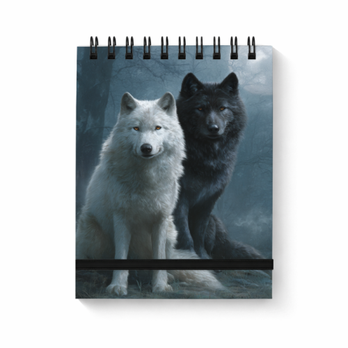 Notes na spirali z gumką A6 80 kartek gładki Dwa wilki pod nocnym niebem MaDam Creative