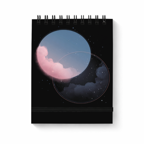 Notes na spirali z gumką A6 80 kartek gładki Dwie planety na nocnym niebie MaDam Creative