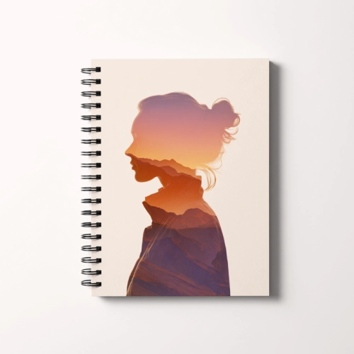Notes A5 gładki 80 kartek Dziewczęca sylwetka w pastelowym krajobrazie MaDam Creative.png