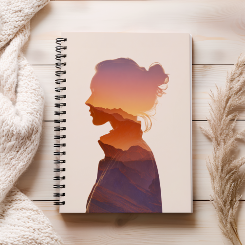 Notes A5 kratka 80 kartek Dziewczęca sylwetka w pastelowym krajobrazie MaDam Creative