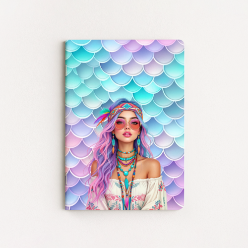 Zeszycik A6 kropki 32 kartki Dziewczyna Boho Różowe Włosy MaDam Creative